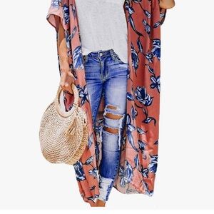Peach Floral Kimono